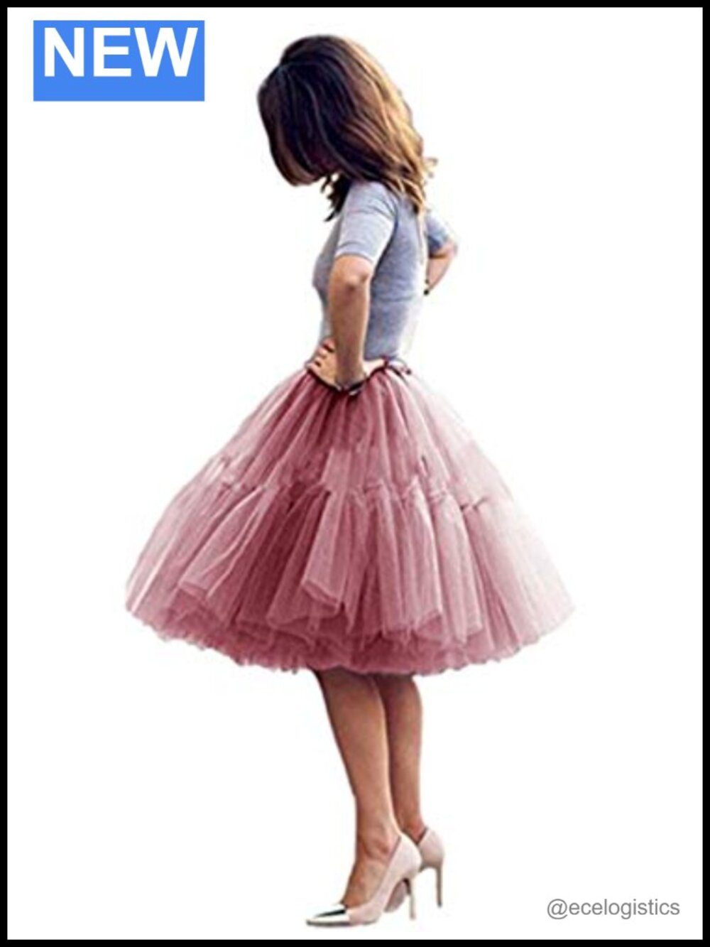 Tulle Midi Skirt, Five Layers A-Line Princess Party Prom Underskirt